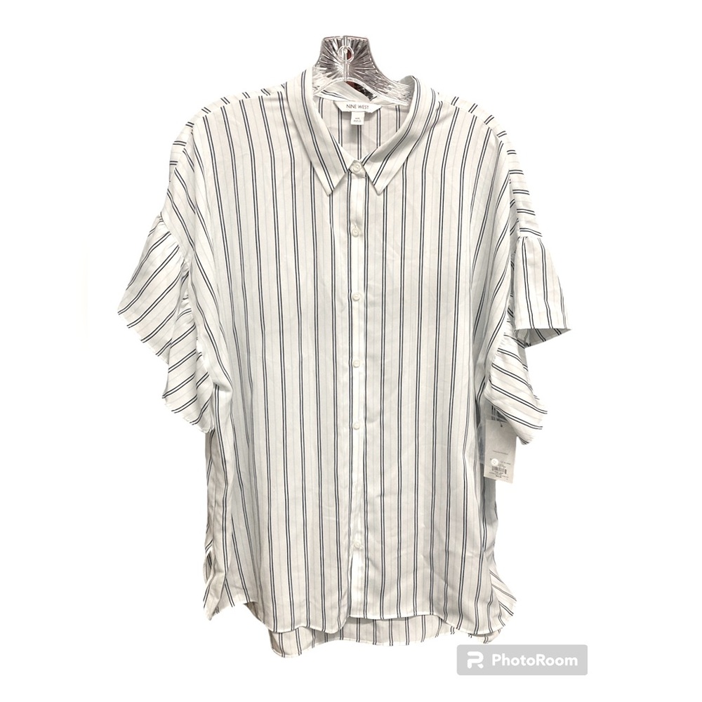🛍️NWT NINE WEST Flutter Sleeve Button Down Top size XXL